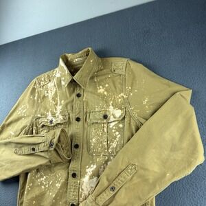 Abercrombie & Fitch Shirt Mens XL Brown Military Chore Officer Paint Y2K Vintage